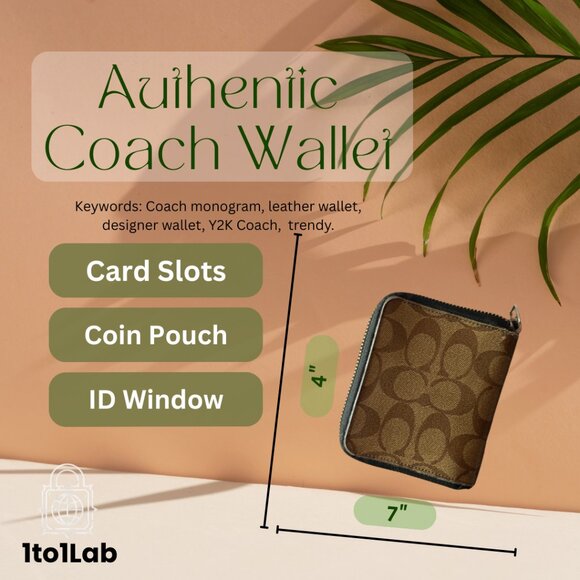 Authentic Coach Signature Zip-Around Wallet – Brown Monogram Canvas with Leather - Picture 1 of 10